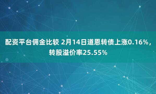 配资平台佣金比较 2月14日道恩转债上涨0.16%，转股溢价率25.55%