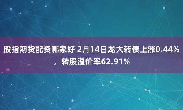 股指期货配资哪家好 2月14日龙大转债上涨0.44%，转股溢价率62.91%