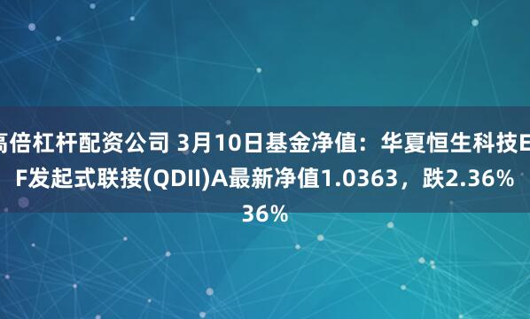 高倍杠杆配资公司 3月10日基金净值：华夏恒生科技ETF发起式联接(QDII)A最新净值1.0363，跌2.36%