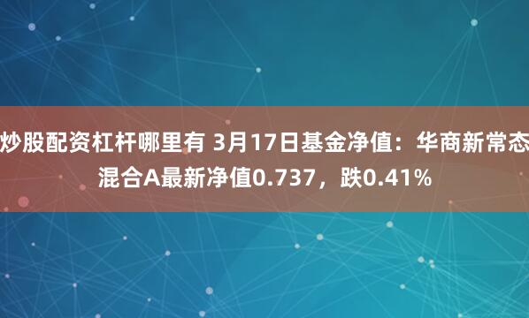 炒股配资杠杆哪里有 3月17日基金净值：华商新常态混合A最新净值0.737，跌0.41%